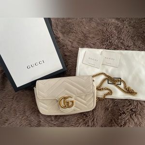Authentic Gucci Marmont GG Leather Super Mini Bag Crossbody with Box MSRP: $1200